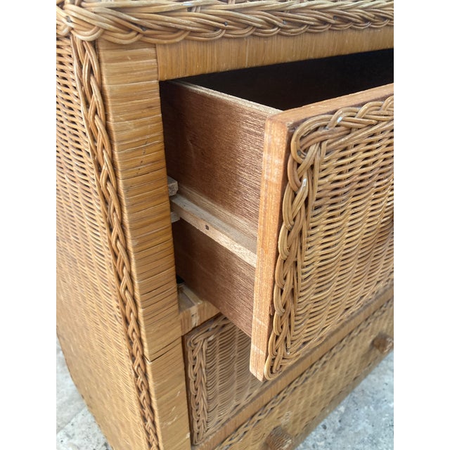 Boho Chic Rattan Wicker 3 Drawer Chest Dresser For Sale - Image 12 of 13