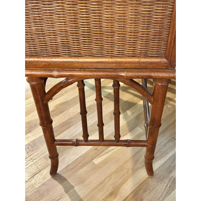 1970’s American of Martinsville Faux Bamboo Chinoiserie Palm Beach Secretary Desk With Display Cabinet For Sale - Image 11 of 12