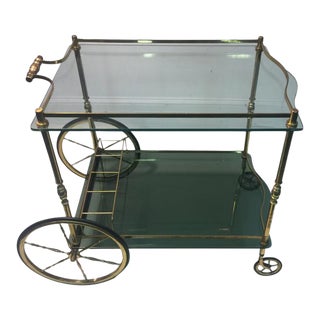 Glass and Brass Cart Attributed to Fontana Arte For Sale