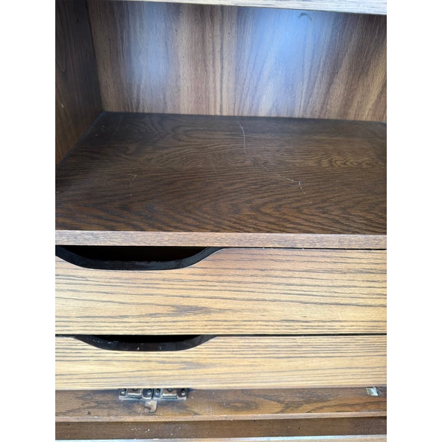 Lane Brutalist-Style Pueblo Armoire. Highly functional statement piece. Inside has some fixed and adjustable shelving...