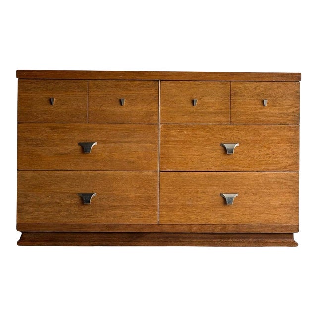 Vintage Architectural Oak 6-Drawer Dresser, C. 1960s For Sale