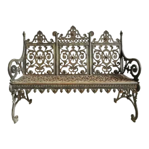 Vintage French Cast Iron Garden Bench