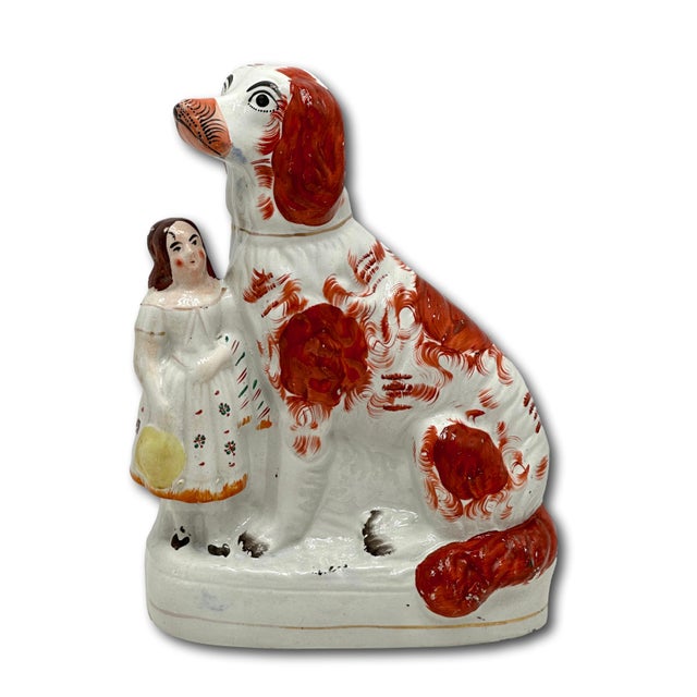 Ceramic A Very Unusual Pair of Large Size Antique English Staffordshire Pottery Dog Figures - Circa Mid 19th Century For Sale - Image 7 of 18
