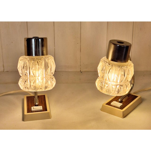 Vintage Bedside Lamps with Brown-Beige Plastic Frame from Hustadt-Leuchten, 1970s, Set of 2 For Sale - Image 6 of 8