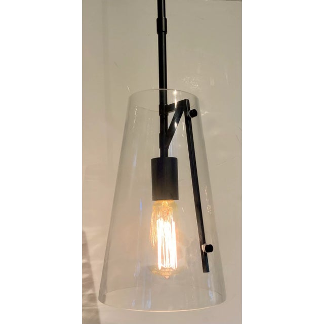 Modern Metal and Glass Pendant Light For Sale - Image 4 of 5