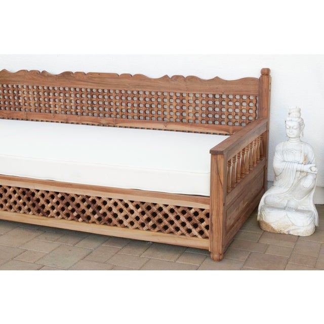 1990s 108” Long Grand Moroccan Mousharabi Teak Daybed For Sale - Image 5 of 12