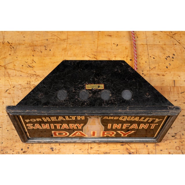 Early 20th Century Early 20th Century Illuminated Glass Storefront Sanitary Infant Dairy Sign For Sale - Image 5 of 18