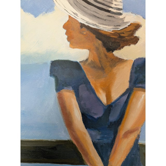 Beach Bench - Oil on Canvas 36x36" For Sale - Image 4 of 5