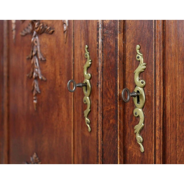 Tall Antique Early 19th Century Louis XVI Oak Cabinet For Sale - Image 4 of 6