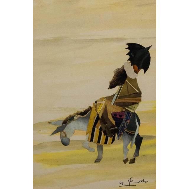 Genre: Israeli Subject: Animals Medium: Mixed Media, Collage Country: Israel Dimensions: 8.5 x 5.5 Dimensions w/Frame: 15...