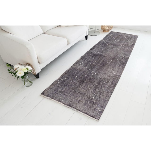 Turkish Mid 20th Century Deep Anthracite With White Geometric Accents For Sale - Image 3 of 10