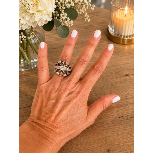 Vintage 1940 Retro Diamond Dome Ring in 18k Gold — 5.5 Carats Total Diamonds For Sale - Image 14 of 14