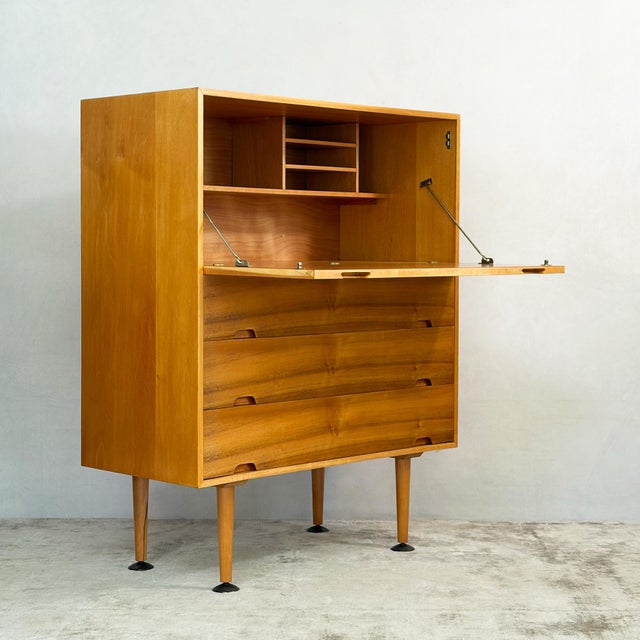 Beech Bureau with Fall-Front Desk by Robin and Lucienne Day for Hille Hilleplan, 1950s For Sale - Image 15 of 15