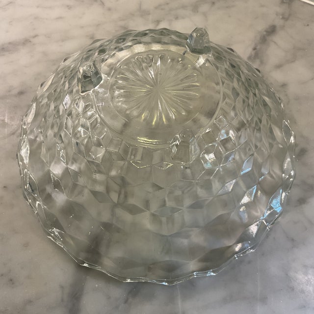 Rare Fostoria cubist American 3 footed crystal centerpiece bowl. Flared, cupped