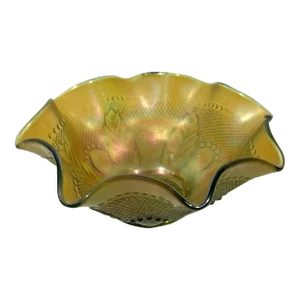Early 20th Century Northwood Bull's Eye & Leaves Bowl