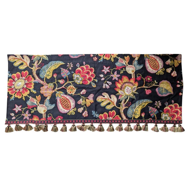 Textile Custom Jacobean Valances With Tassel Trim- A Pair For Sale - Image 7 of 12