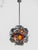 Space Age set of two orange globe and geometric metal chrome chandeliers designed by Paul De Haan, Manufacture Jolina in...