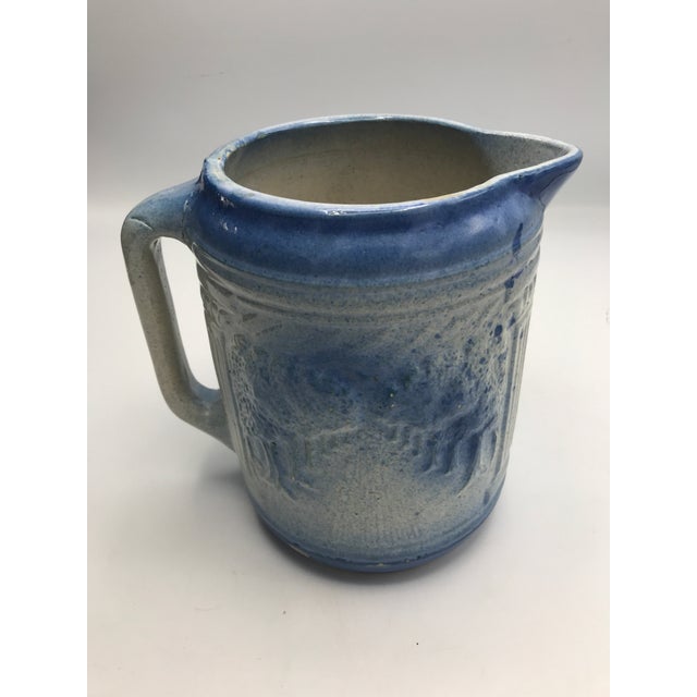 American 19th Century Cottage Path Through Trees Salt Glaze Pitcher For Sale - Image 3 of 7