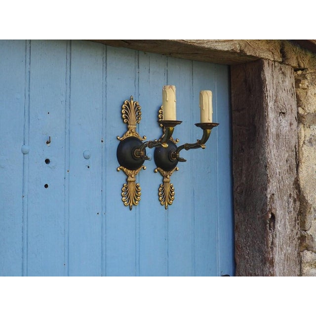 French Serpent Wall Sconces in Ornate Bronze and Gold, 1920s, Set of 2 For Sale - Image 4 of 18