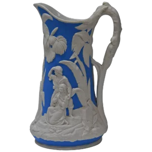 Blue and White Parian Ware Pitcher, Circa 1850s