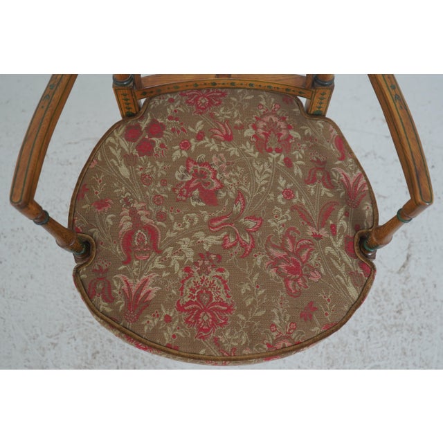 Brown Adams Paint Decorated Cane Seat W. Cushion Armchair For Sale - Image 8 of 18
