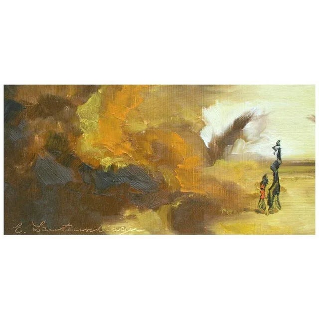 1940s "In the Courtyard" Architectural Oil Painting For Sale - Image 4 of 5