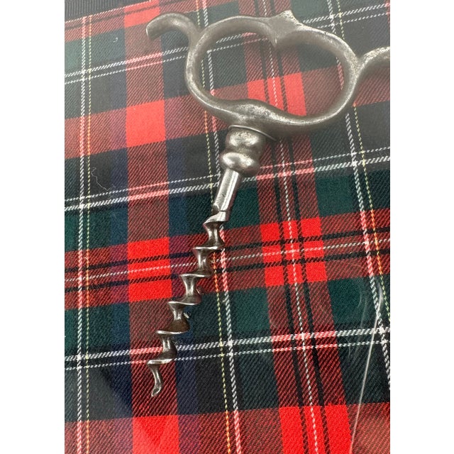 1970s Vintage Framed Antique Corkscrew Collection on Tartan, One-of-a-Kind Yesteryear Los Angeles LTD Display For Sale - Image 5 of 11