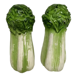 Midcentury Ceramic Lettuce Salt & Pepper Shakers- A Pair