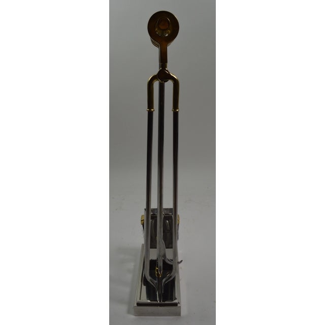 Metal Chrome and Brass Fireplace Tools by Alessandro For Sale - Image 7 of 10