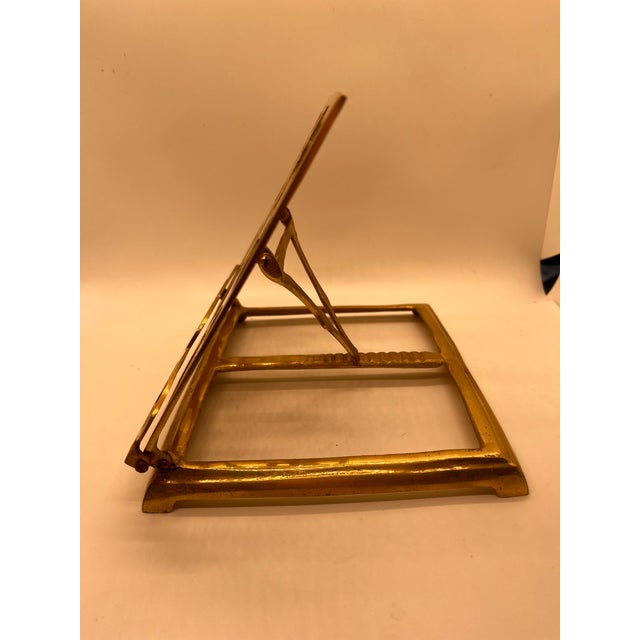 Mid Century Solid Brass Folding Bookstand Footed Adjustable For Sale - Image 10 of 11
