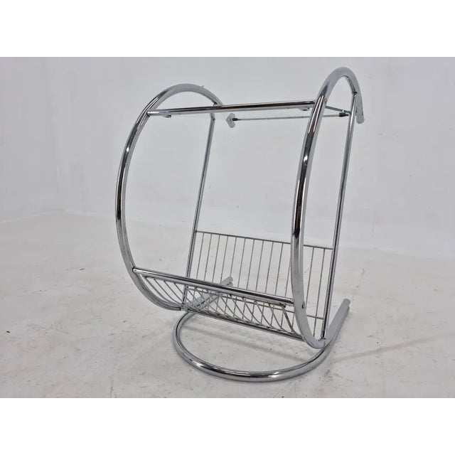 Mid-Century Chrome Magazine Table, Italy, 1970s For Sale - Image 6 of 12