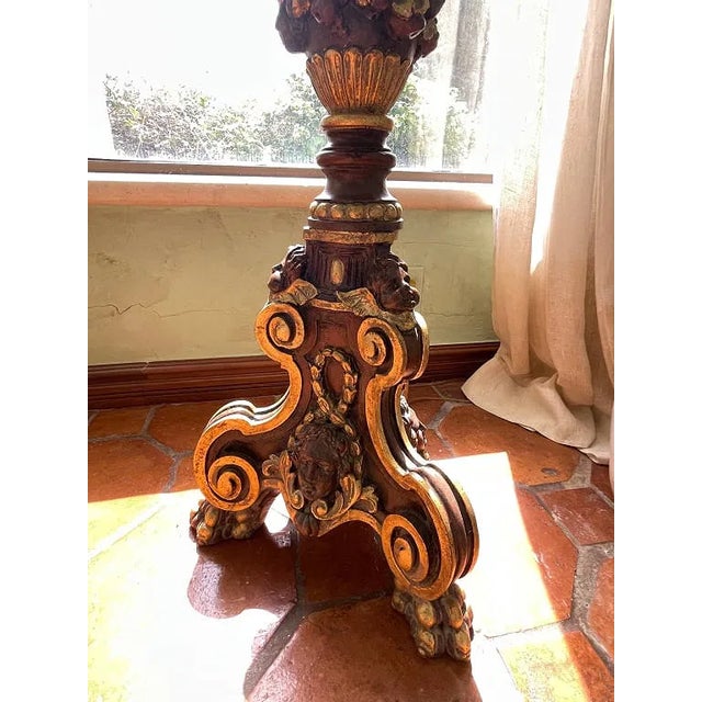 1950s French Carved Wood & Gilt Floor Lamp 71 Tall For Sale In West Palm - Image 6 of 6