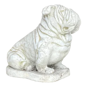 Vintage Boho Cast Cement Bulldog Garden Statue