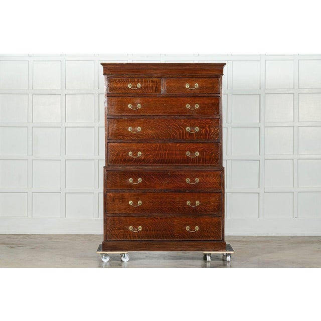 Large English Oak Tallboy Chest Drawers, 1870 For Sale - Image 4 of 14