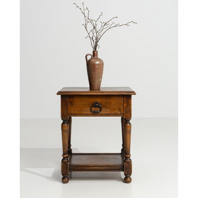 Brown Oak Side Table In Original Patina For Sale - Image 8 of 11