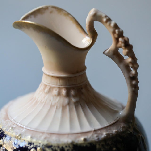 Ivory Amphora Art Nouveau Ewer, c.1900, Spider Web & Gilt Floral Design For Sale - Image 8 of 16