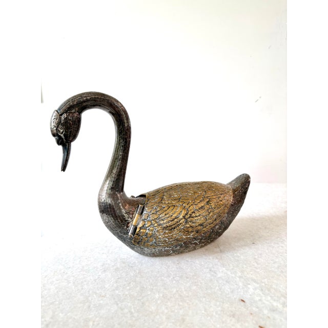 Hollywood Regency Vintage 1950s Silver Plated Swan Centerpiece For Sale - Image 3 of 4