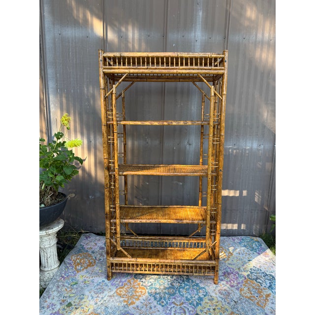 Hollywood Regency Vintage Brighton Pavilion Style Bamboo Etagere Shelving For Sale - Image 3 of 8