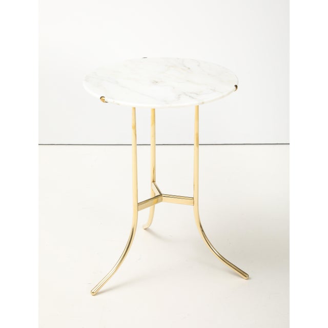 Gold Cedric Hartman Brass and Carrara Marble Side Table For Sale - Image 8 of 16