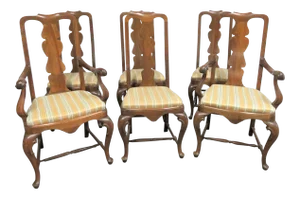 19th Century Italian Walnut Provincial Dining Chairs- Set of 6