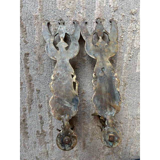 French Brass Angel Sconces, a 19th Century Pair For Sale - Image 9 of 15