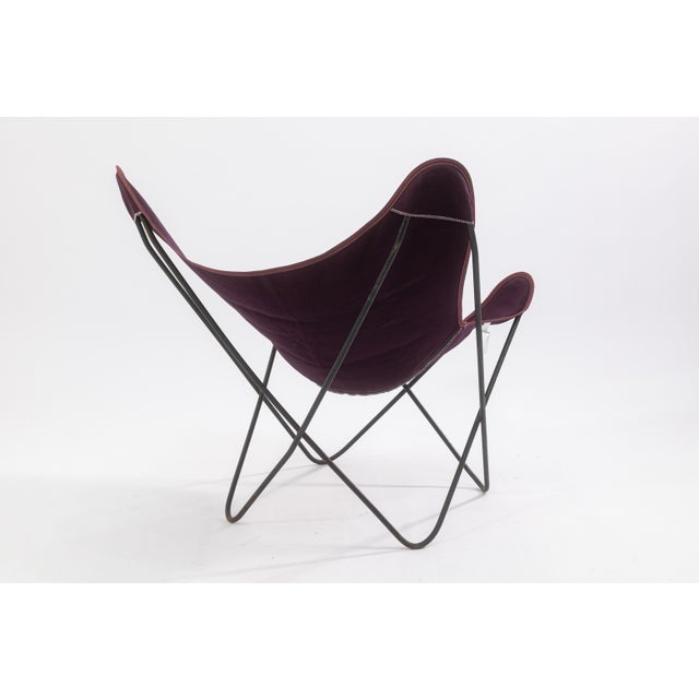 Mid-Century Modern Original Vintage Butterfly Chair Black Metal Frame W New Purple Fabric Cover For Sale - Image 3 of 9