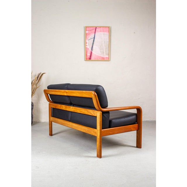 Vintage Teak and Leather 2-Seater Sofa from Olsen & Laursen, 1980s For Sale - Image 9 of 17