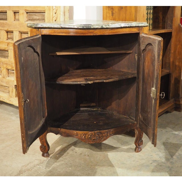 Brown 18th Century French Corner Cabinet With Musical Trophy Decor, Provence, France For Sale - Image 8 of 18