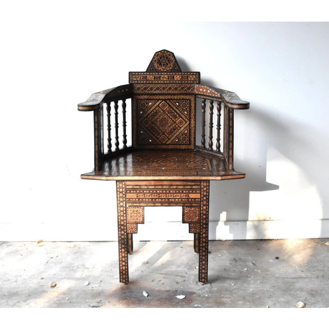 Antique Syrian Marquetry Inlay Card Table and 4 Chairs For Sale In San Francisco - Image 6 of 13