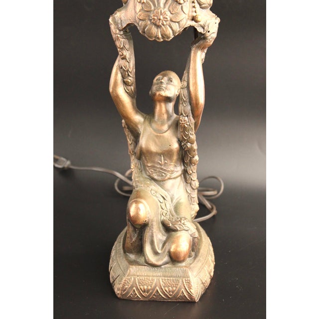 VTG 1920's Art Deco Joan of Arc Table Lamp by La Belle W/ Glass Globe For Sale - Image 10 of 17