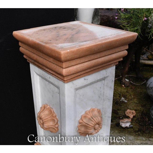 Italian Marble Pedestal Column Tables, Set of 2 For Sale - Image 6 of 8