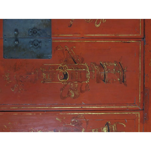 Red Antique Chinese Wedding Cabinet – 77 Inches Tall For Sale - Image 9 of 13