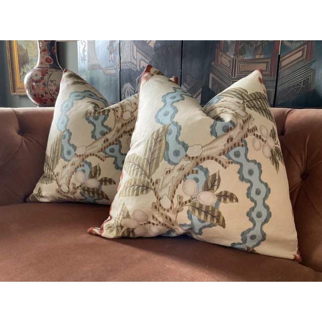 Brunschwig & Fils "Josselin" in Rust and Blue 22" Down-Filled Pillows - a Pair For Sale In Atlanta - Image 6 of 6