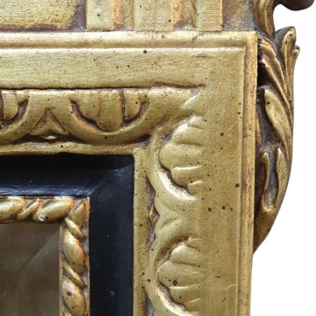 Wood Vintage Italian Louis XV Gold Gilt Wood & Ebonized Pier Mirror C1940 For Sale - Image 7 of 11